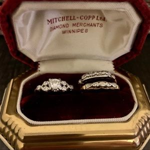 Vintage/Antique 14-18 K Diamond Wedding-Trio. MITCHELL-COPP